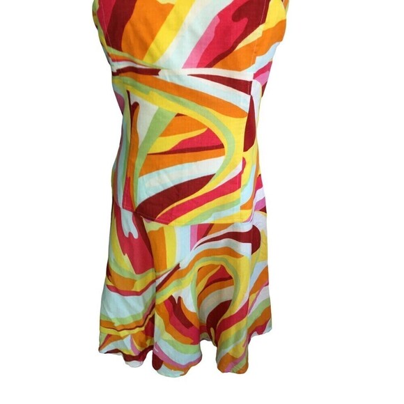 ABS by Allen Schwartz Multicolor Cotton Backless Mini Dress Women's 10 Lined - Picture 4 of 6